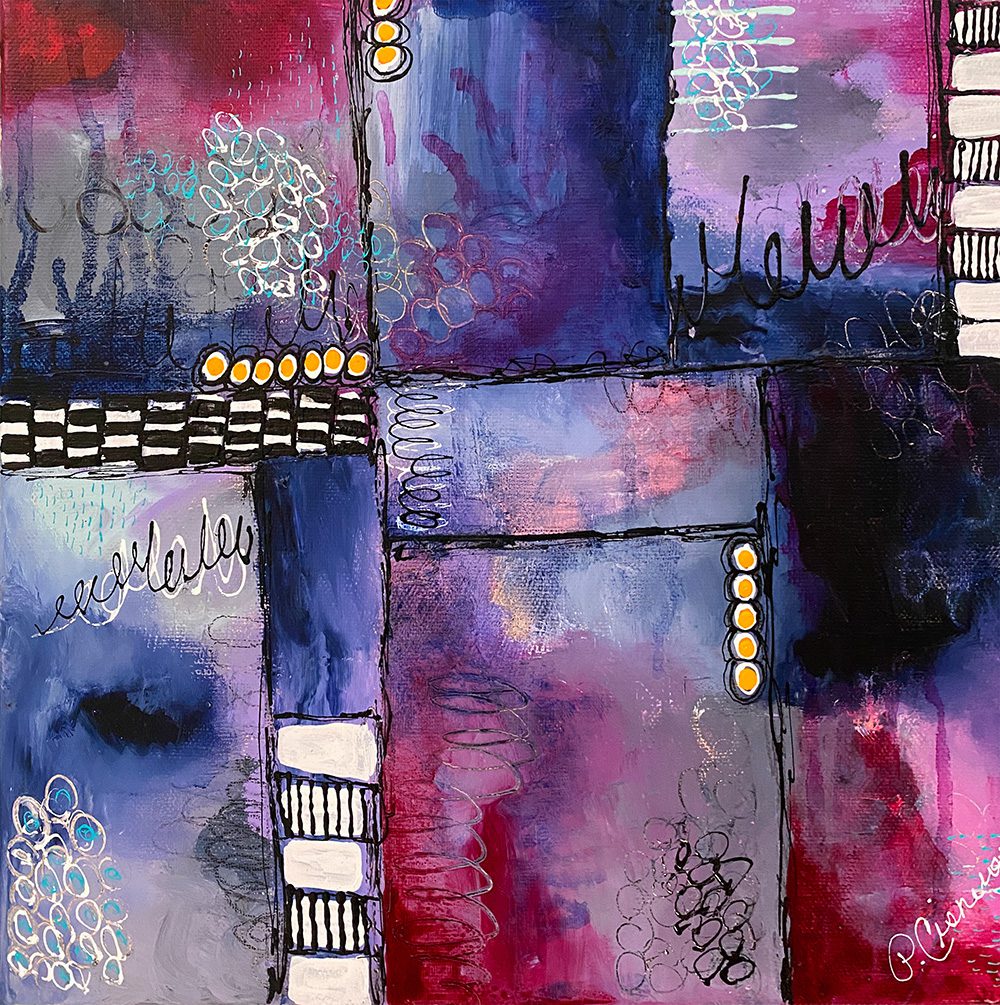 Patchwork, original abstract painting by Pamela Cisneros