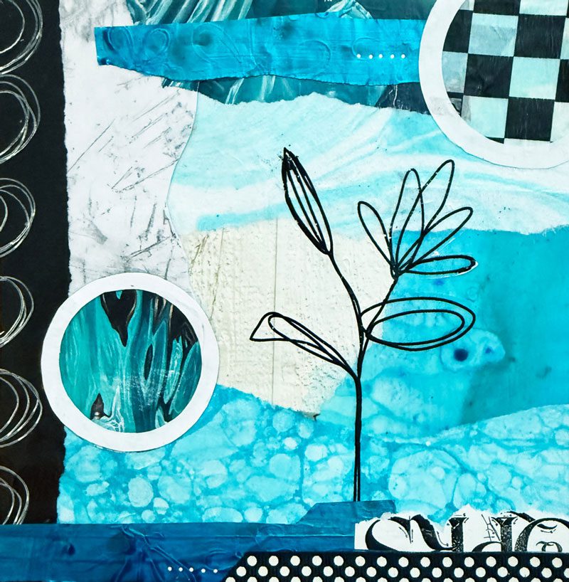 Bursting Forth, original flower mixed-media collage by Pamela Cisneros